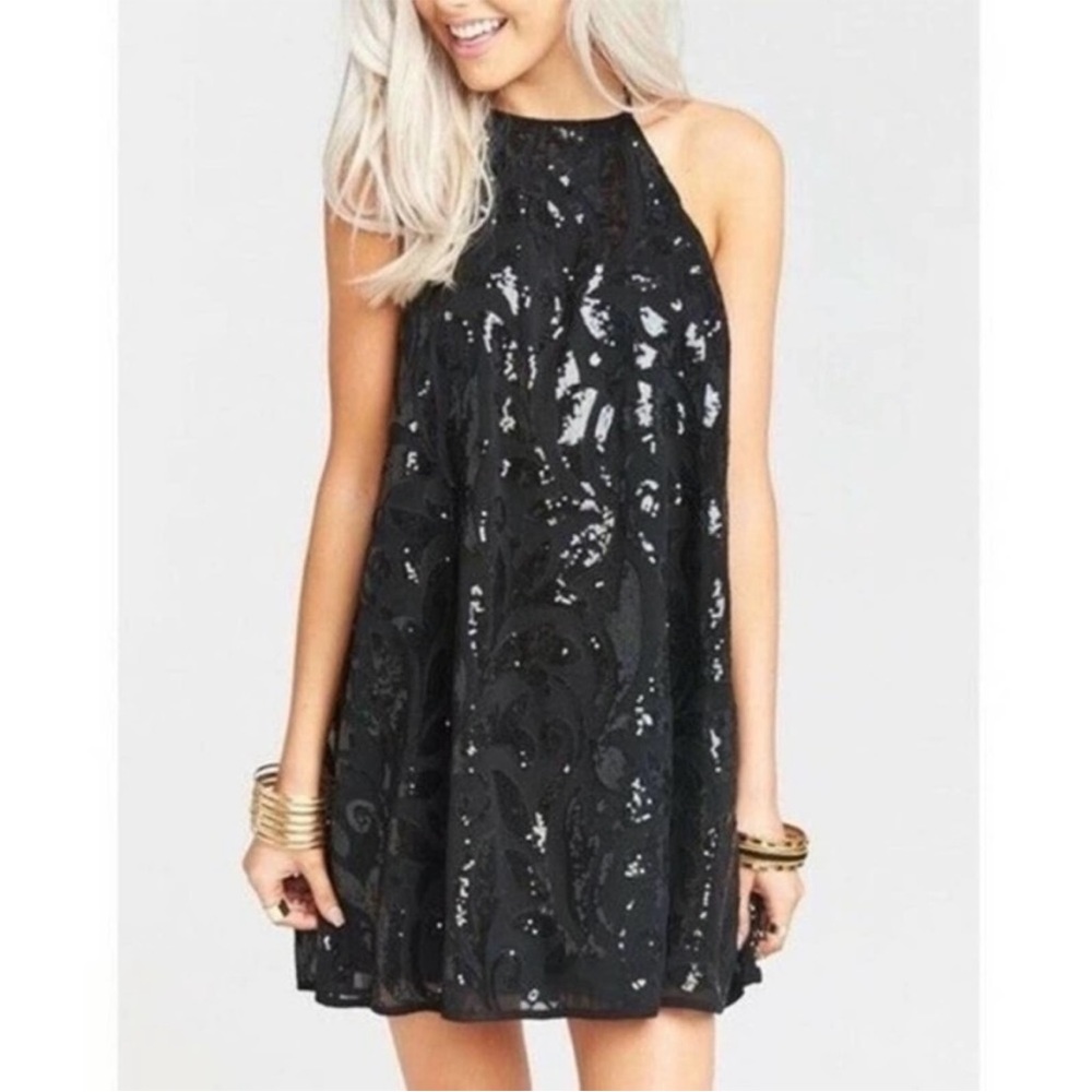SHOW ME YOUR MUMU Gomez Black Sequin Mini Dress Small